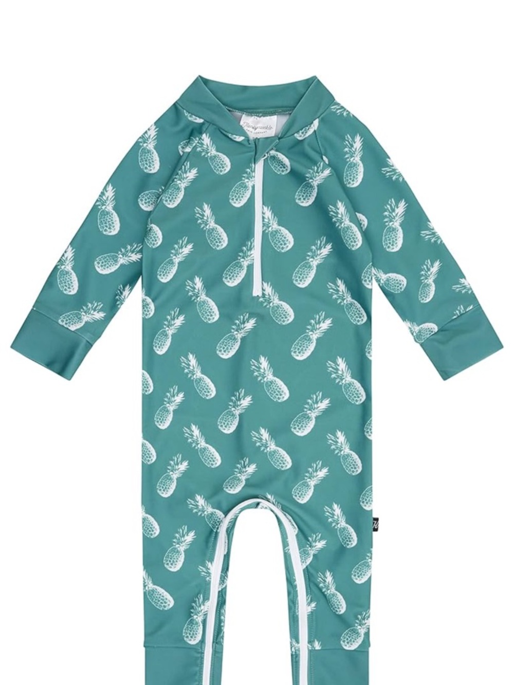 Honeysuckle Swim Company 3T -Toddler Pineapple Print Rash Guard One-Piece - Teal